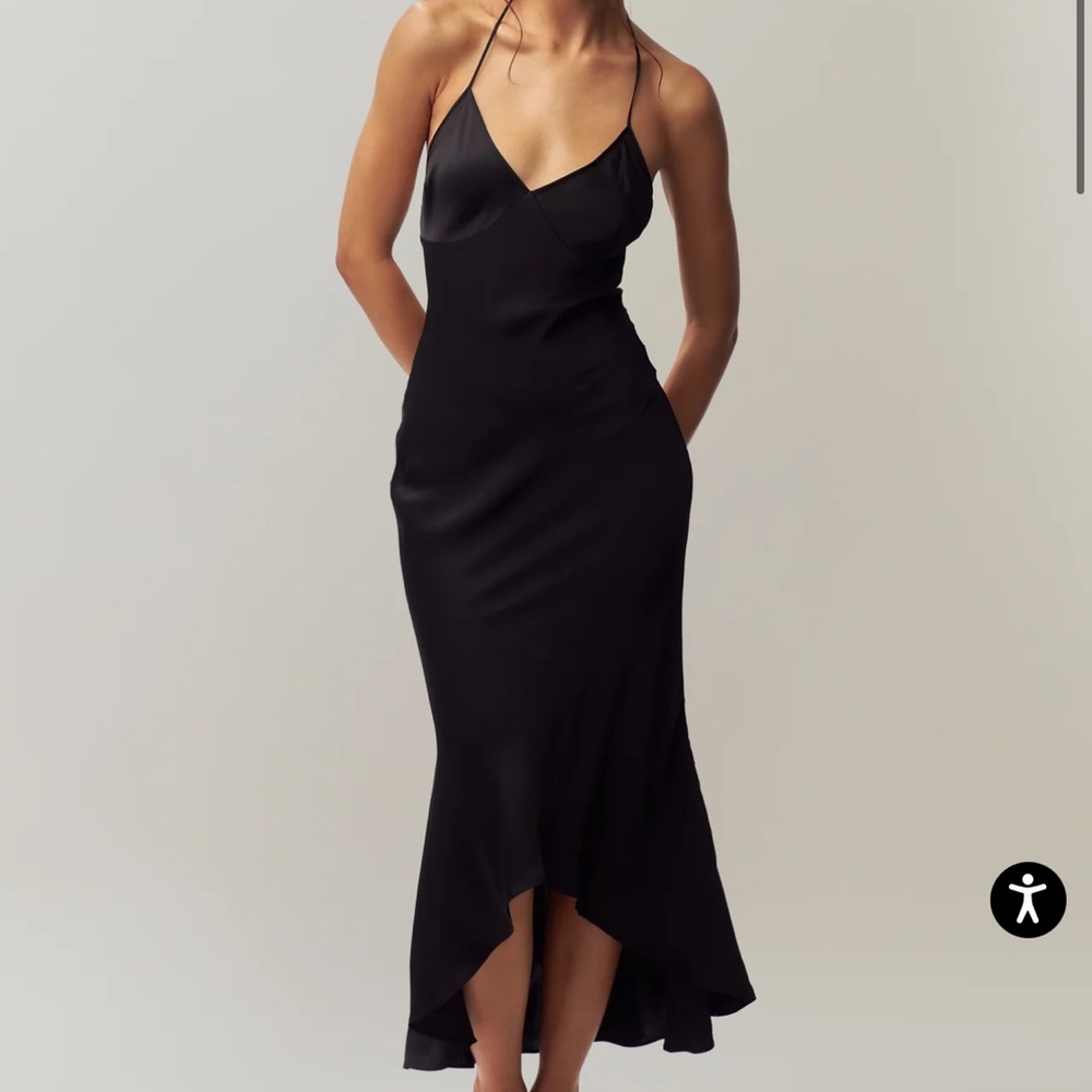 Danielle Guizio Black High-Low Slip Dress